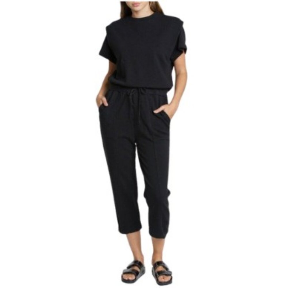Pistola Clarisse French terry jumpsuit black women's size M - Picture 2 of 6